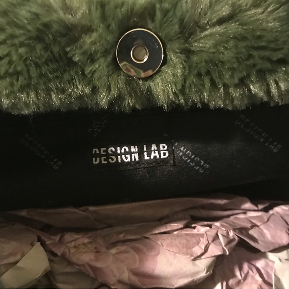 Faux Fur Tote Bag in Olive Green - Picture 3 of 7
